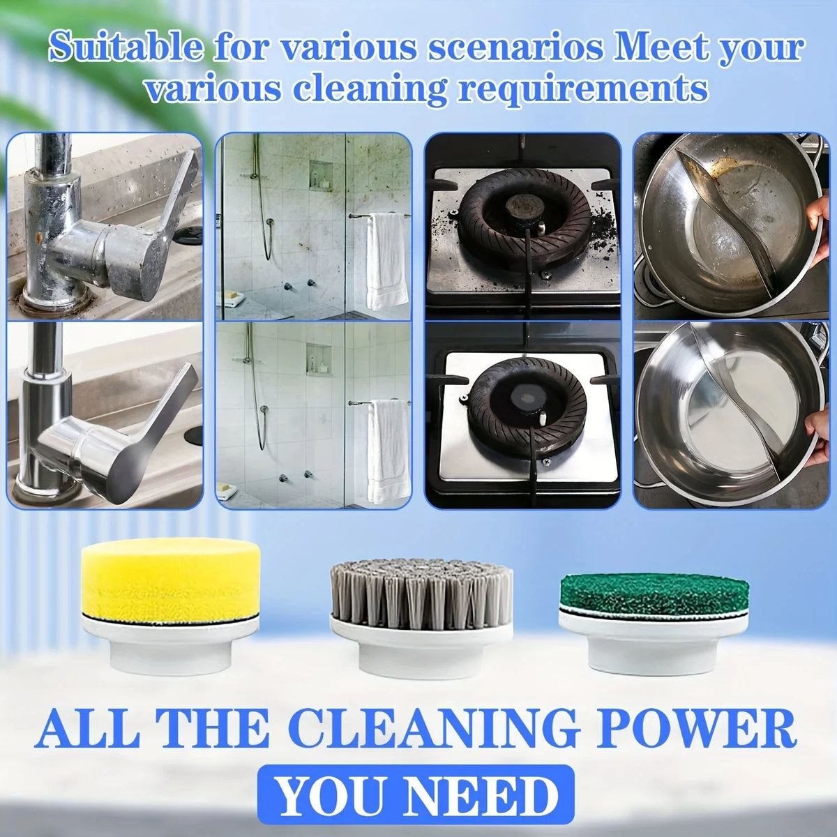 Cordless Electric Spin Scrubber – Rechargeable Bathroom & Kitchen Cleaning Brush
